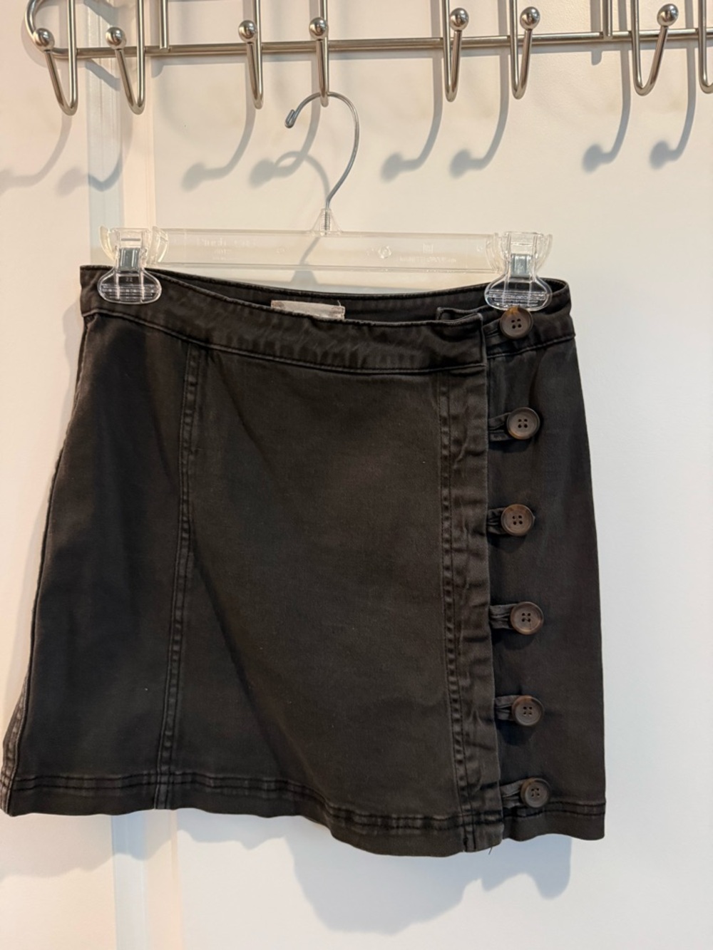 Altar'd State Black Side-Button Mini Skirt